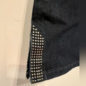 NYDJ Dark Blue Studded Side Slits Cropped Capri Jeans Sz 6